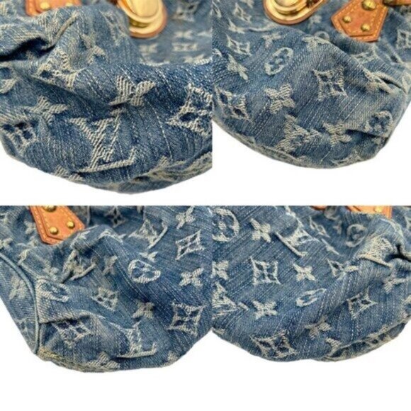 Authentic Louis Vuitton Denim Pleaty Monogram Vintage Pouch Pochette Hand Bag - Picture 8 of 16
